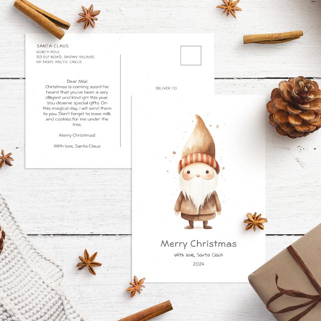 Letter from Santa to baby Cute Beige Boho Postcard (Creator Uploaded)