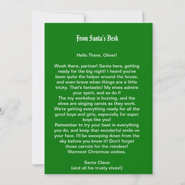  Letter from Santa's desk Invitation (Front)