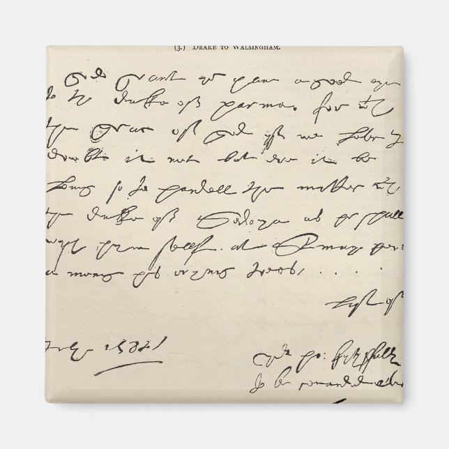 Letter from Sir Francis Drake Magnet (Front)