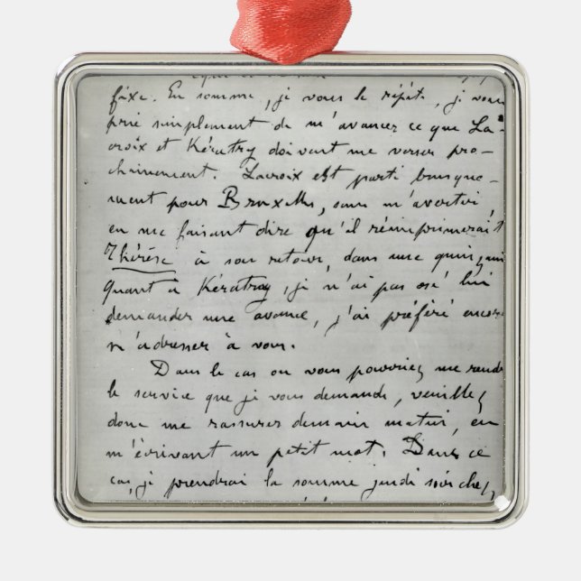 Letter from Zola to Edouard Manet  1868 Metal Tree Decoration (Front)
