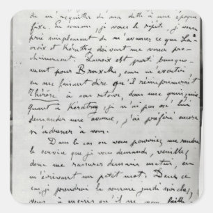 Letter from Zola to Edouard Manet  1868 Square Sticker
