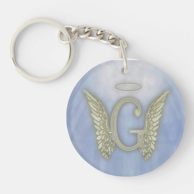 Letter G Angel Monogram Key Ring (Front)