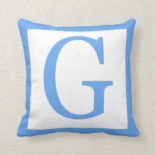 Letter G Baby Blue Border Cushion
