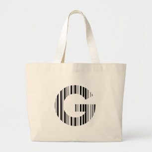 LETTER G BAR CODE First Initial Barcode Pattern Large Tote Bag