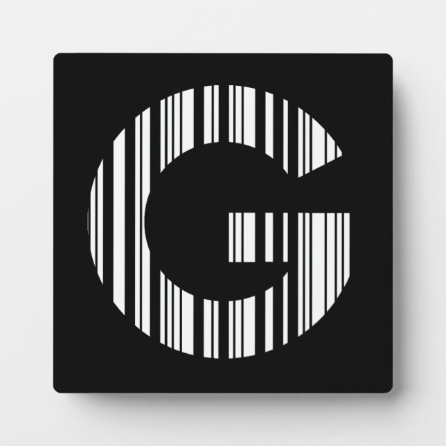 LETTER G BAR CODE First Initial Barcode Pattern Plaque (Front)