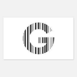 LETTER G BAR CODE First Initial Barcode Pattern Rectangular Sticker