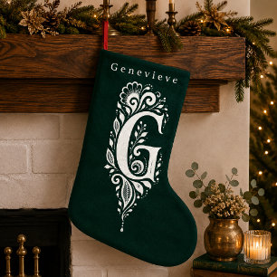 Letter G Botanical Monogram Personalised Stocking