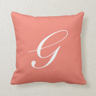 Letter G Coral Monogram Pillow