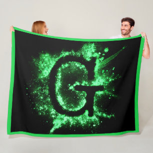 Letter G Green Capital Alphabet Fleece Blanket