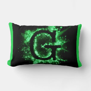 Letter G Green Capital Alphabet Lumbar Cushion