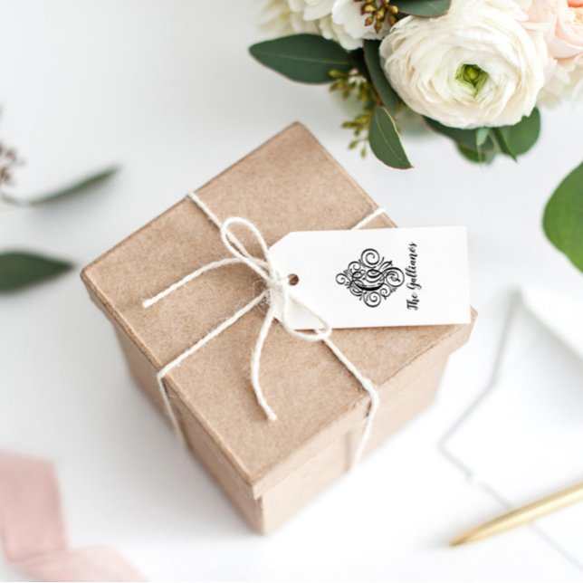 Letter G Initial Elegant Flourish Monogram Name Rubber Stamp (Creator Uploaded)