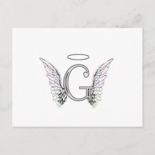 Letter G Initial Monogram with Angel Wings & Halo Postcard