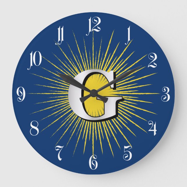 Letter G – masonic symbol Large Clock (Front)