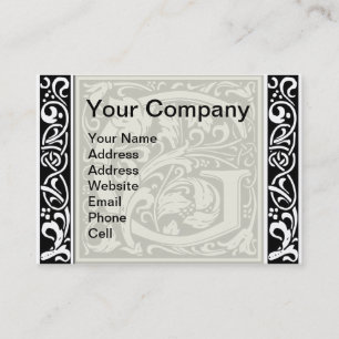 Letter G Mediaeval Monogram Art Nouveau Business Card