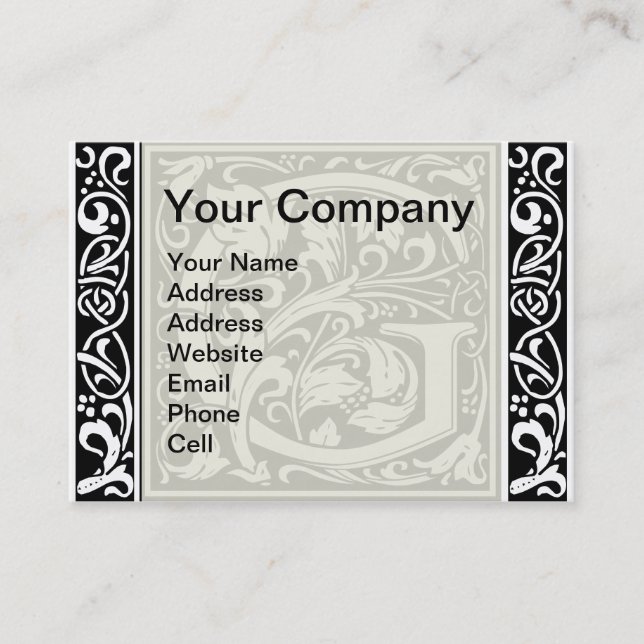 Letter G Mediaeval Monogram Art Nouveau Business Card (Front)