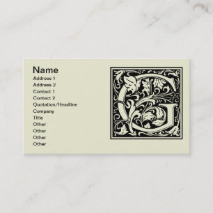Letter G Mediaeval Monogram Art Nouveau Business Card