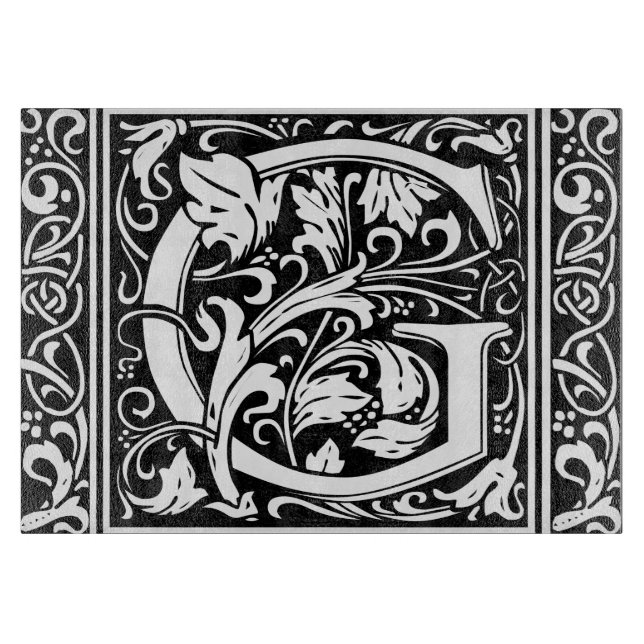 Letter G Mediaeval Monogram Art Nouveau Cutting Board (Front)