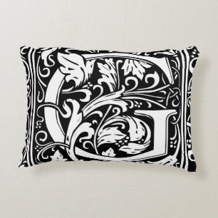 Letter G Mediaeval Monogram Art Nouveau Decorative Cushion