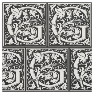 Letter G Mediaeval Monogram Art Nouveau Fabric