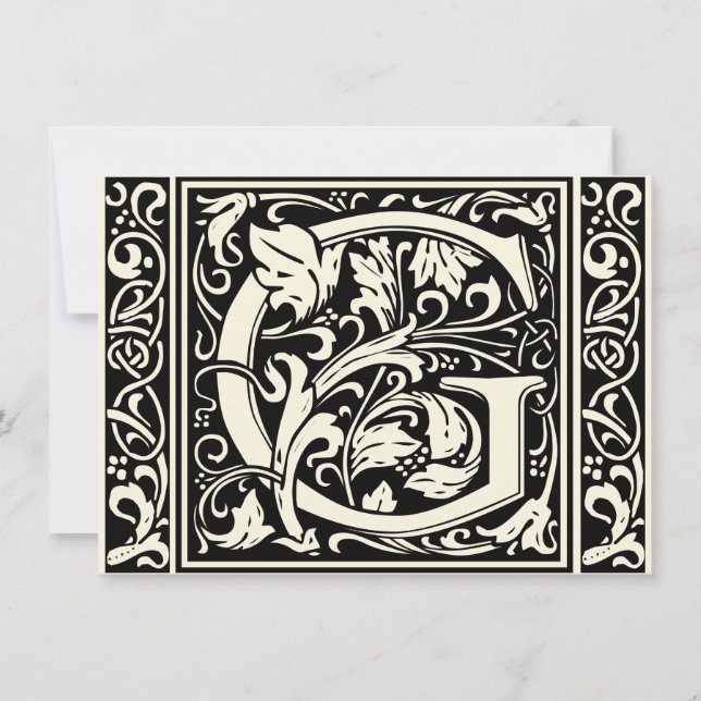 Letter G Mediaeval Monogram Art Nouveau Invitation (Front)