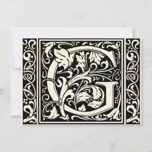 Letter G Mediaeval Monogram Art Nouveau Invitation