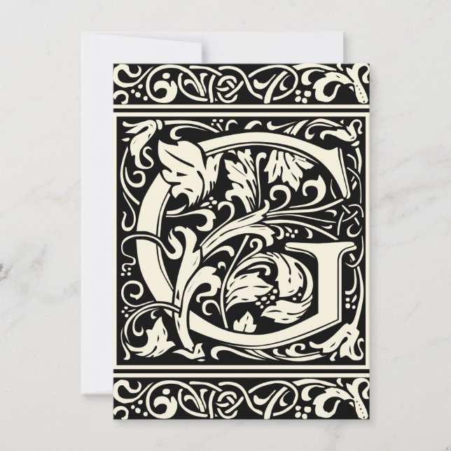 Letter G Mediaeval Monogram Art Nouveau Invitation (Front)