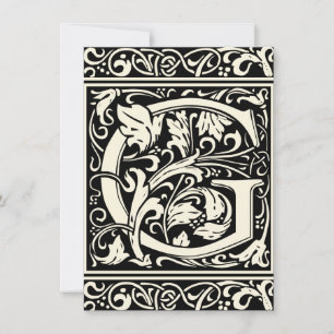 Letter G Mediaeval Monogram Art Nouveau Invitation