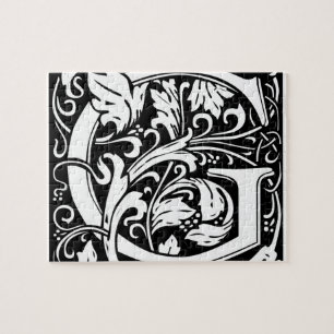 Letter G Mediaeval Monogram Art Nouveau Jigsaw Puzzle