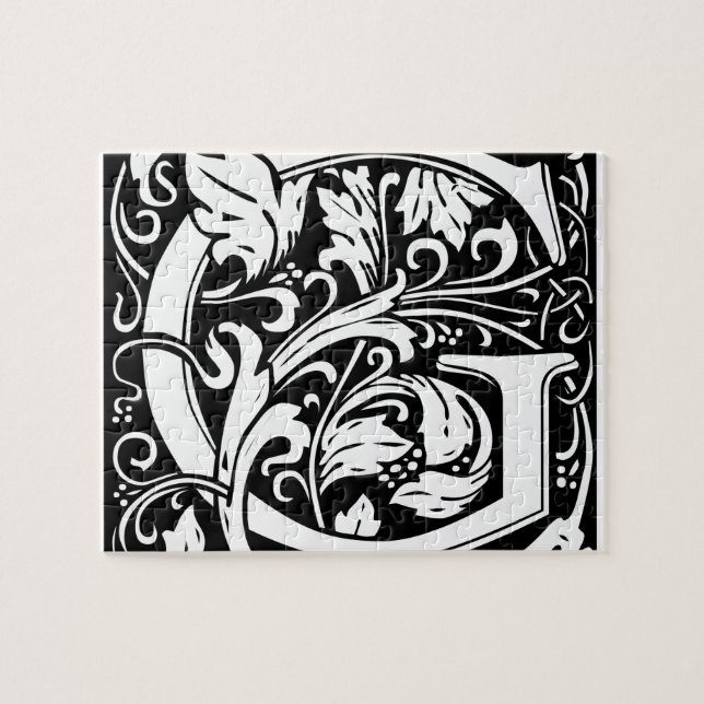 Letter G Mediaeval Monogram Art Nouveau Jigsaw Puzzle (Horizontal)