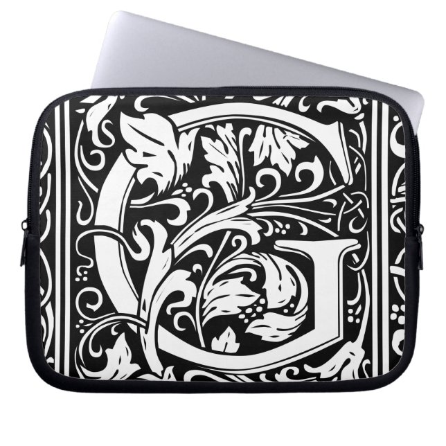 Letter G Mediaeval Monogram Art Nouveau Laptop Sleeve (Front)