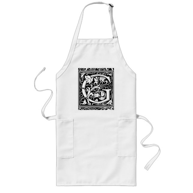 Letter G Mediaeval Monogram Art Nouveau Long Apron (Front)