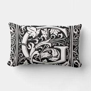 Letter G Mediaeval Monogram Art Nouveau Lumbar Cushion