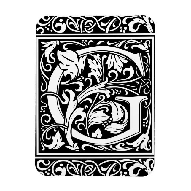 Letter G Mediaeval Monogram Art Nouveau Magnet (Vertical)
