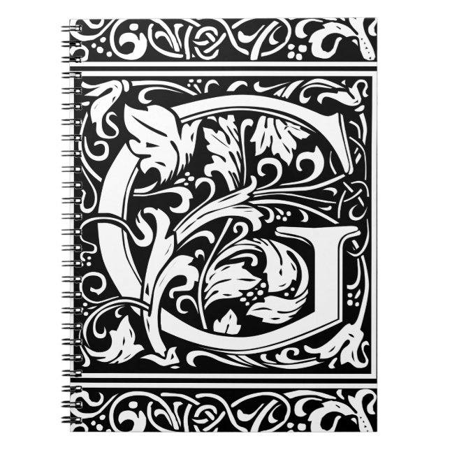 Letter G Mediaeval Monogram Art Nouveau Notebook (Front)
