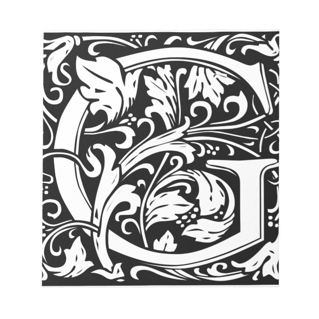 Letter G Mediaeval Monogram Art Nouveau Notepad (Front)