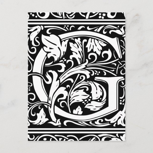 Letter G Mediaeval Monogram Art Nouveau Postcard (Front)