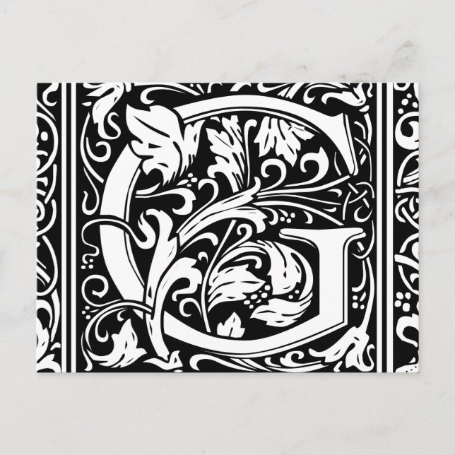 Letter G Mediaeval Monogram Art Nouveau Postcard (Front)
