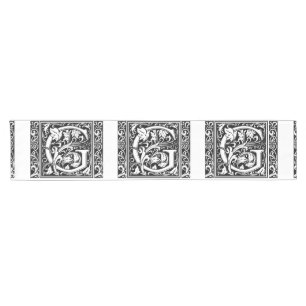 Letter G Mediaeval Monogram Art Nouveau Short Table Runner