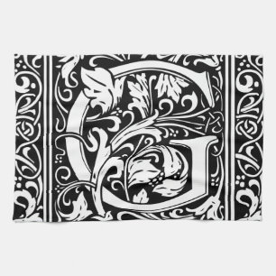 Letter G Mediaeval Monogram Art Nouveau Tea Towel