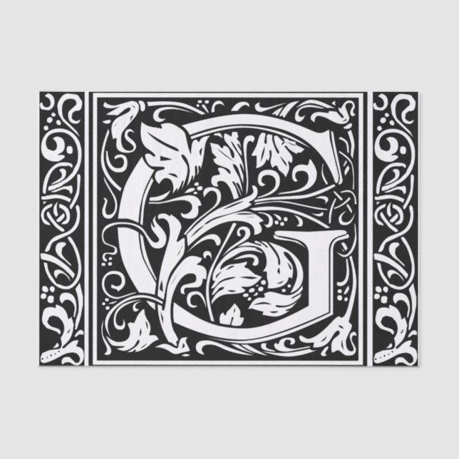 Letter G Mediaeval Monogram Art Nouveau Tissue Paper (Front)