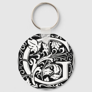 Letter G Mediaeval Monogram Vintage Initial Key Ring