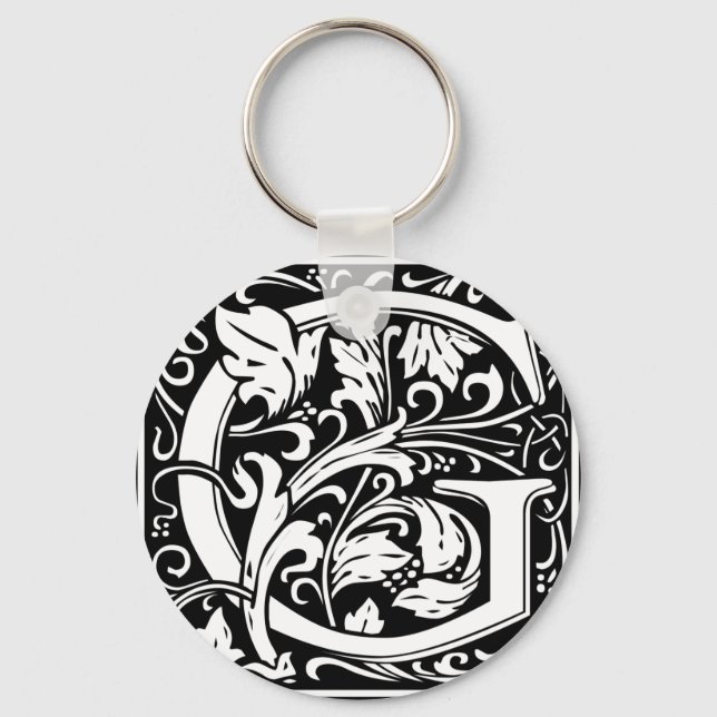 Letter G Medieval Monogram Art Nouveau Key Ring (Front)