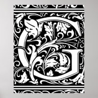 Letter G Medieval Monogram Art Nouveau