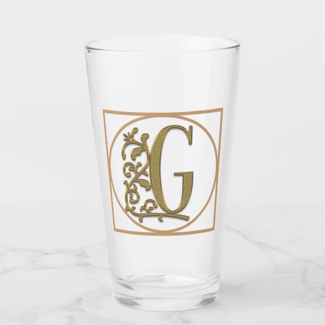 LETTER G MONOGRAM Beautiful Wedding New Home Gift Glass (Front)