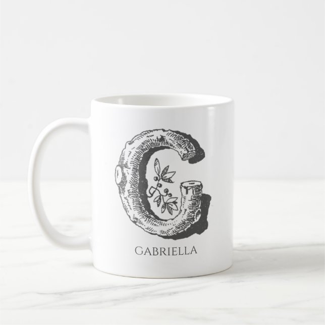 Letter G Monogram Modern Name  Coffee Mug (Left)
