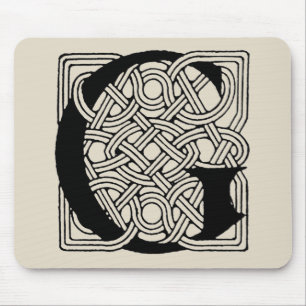 Letter G Monogram Vintage Celtic Knot Print Mouse Pad