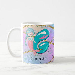 Letter G Monogram Watercolor Cute Mermaid Nursery Coffee Mug