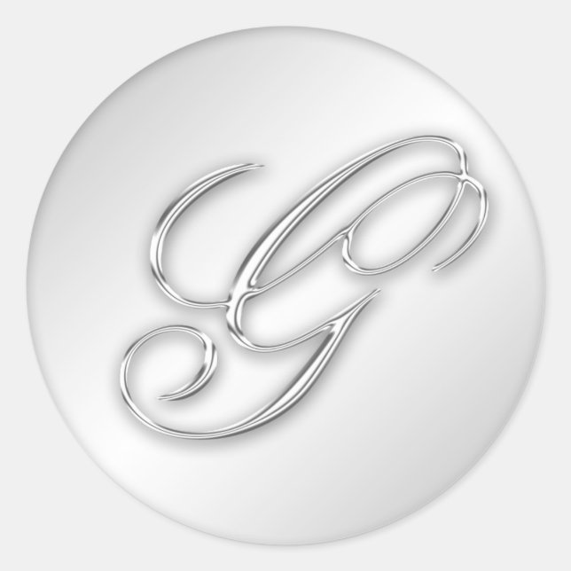 Letter G script initial faux silver monogram favou Classic Round Sticker (Front)