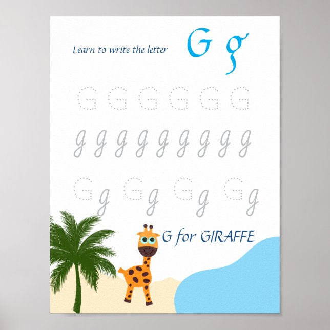 Letter G Tracing Poster for Kids (Front)