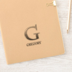 Letter G Two-Tone Silver Gray and Name Sticker